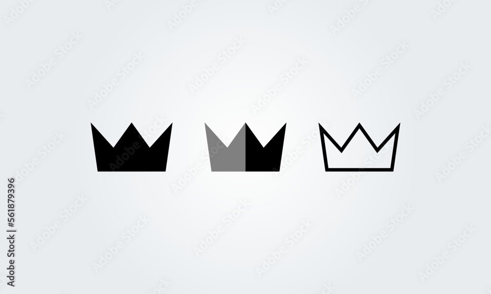 Crown icons set. King, queen, award, vip symbol. Vector illustration Crown icons set. King, queen, award, vip symbol. Vector illustration