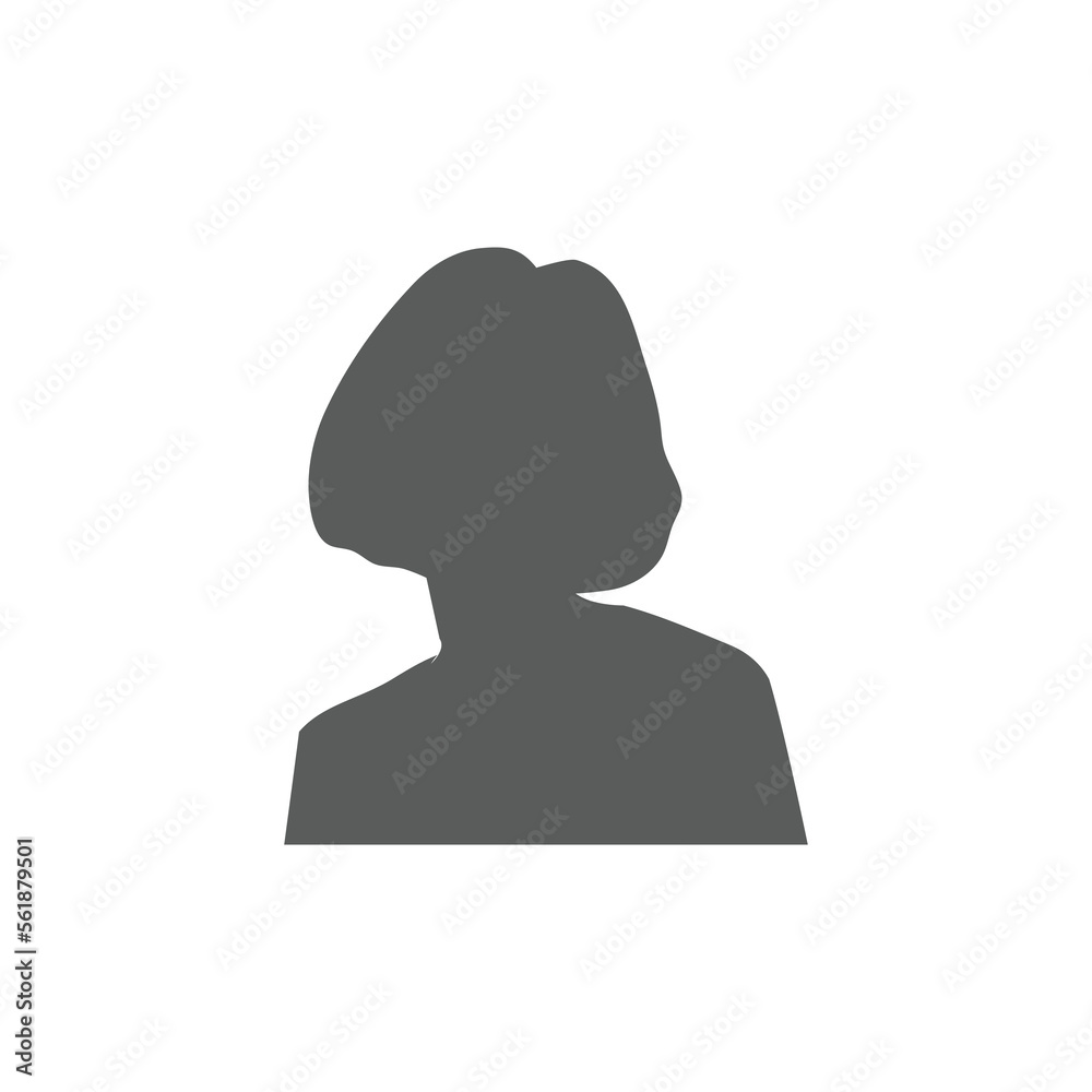 Monochrome female avatar silhouette. User icon vector in trendy flat design. Monochrome female avatar silhouette. User icon vector in trendy flat design.