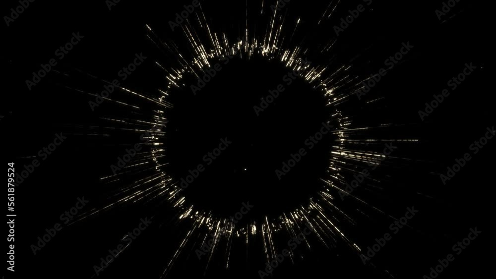 Colorful glinting, Luminous particles forming a glowing ring with light streaks. Elegant glowing circle creates a magical portal-like energy, space tunnel effect with sparkling particles.  4K loop