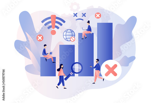 Wireless connectivity disconnect. No internet connection. Error connection wifi. No signal network. Modern flat cartoon style. Vector illustration on white background
