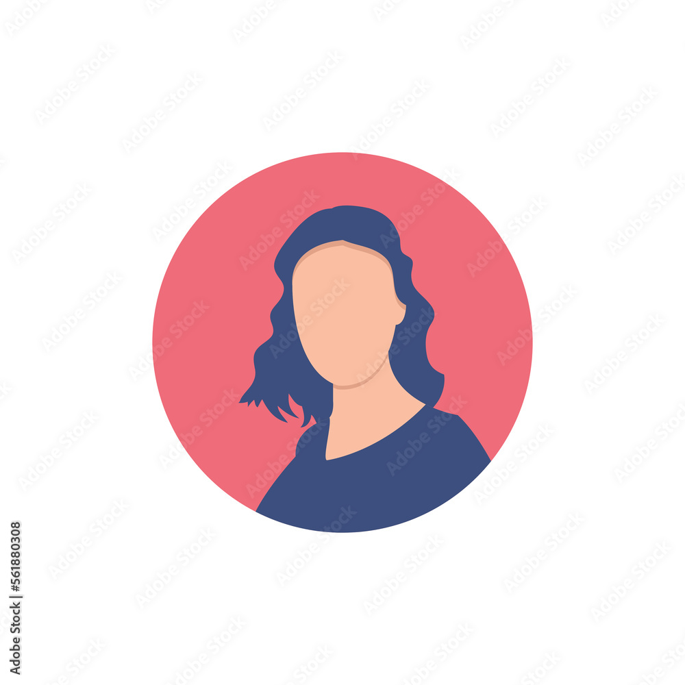 Round profile image of female avatar for social networks with half circle. Fashion vector. Bright vector illustration in trendy style.