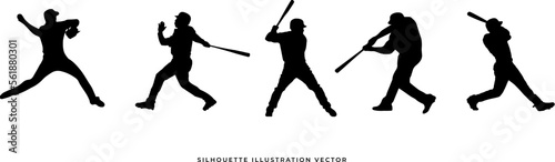 silhouette of a person playing baseball vector illustration