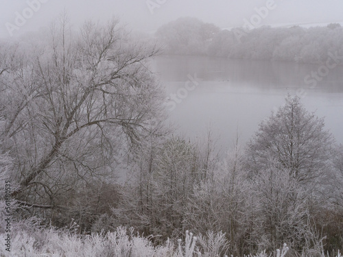 Heavy Hoar frost at Pickmere Lake, P:ickmere, Knutsford, Cheshire, UK