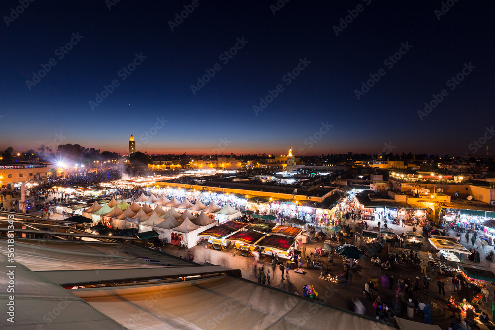 Fototapeta premium night view of the marrakech night market, morocco
