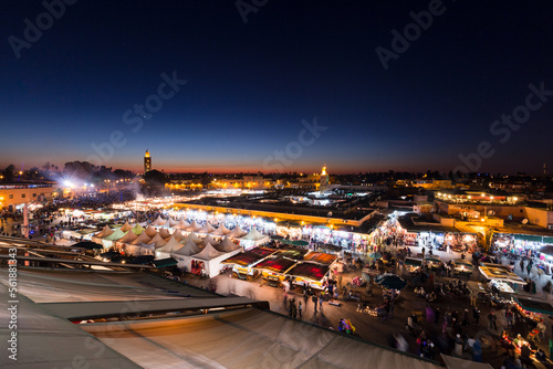 night view of the marrakech night market, morocco