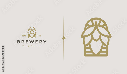 Brewery Monoline Logo Template. Universal creative premium symbol. Vector illustration. Creative Minimal design template. Symbol for Corporate Business Identity