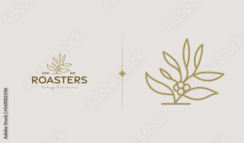 Coffee Plant Monoline Logo Template. Universal creative premium symbol. Vector illustration. Creative Minimal design template. Symbol for Corporate Business Identity