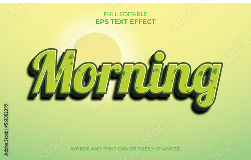 Morning background text effect. Editable text effect