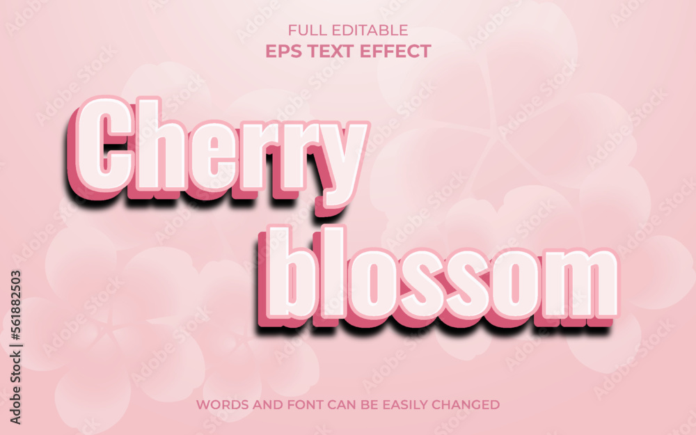 Cherry blossom background text effect. Editable text effect