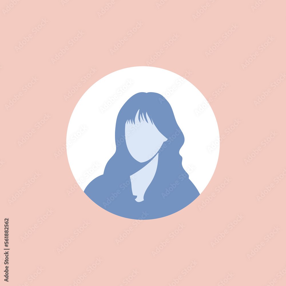Profile image of female avatar for social networks with half circle. Fashion vector. Bright vector illustration in trendy style. Profile image of female avatar for social networks with half circle. Fashion vector. Bright vector illustration in trendy style.