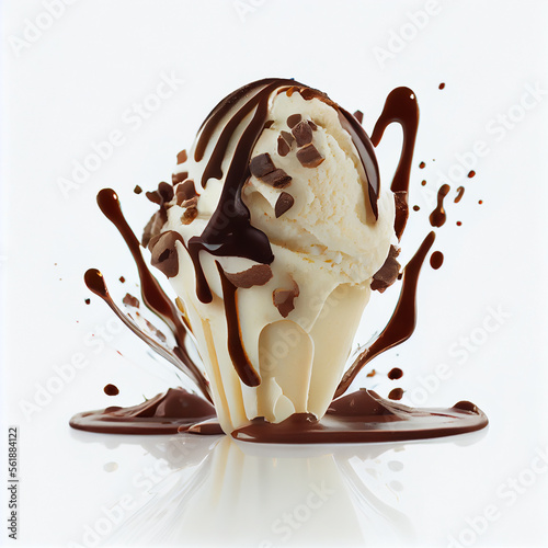 Sweet Cold Chocolate Ice Cream. Generative AI photo