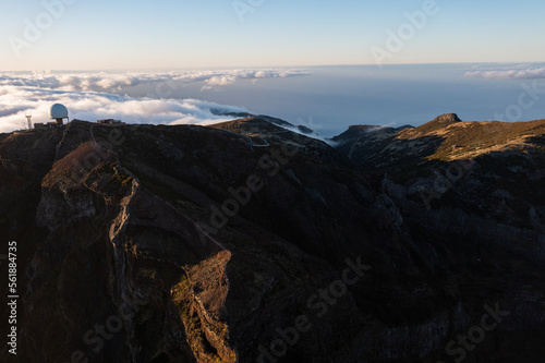 Very beautiful landscape in the high mountains of the small island of Madeira in the Atlantic Ocean on a sunrise in the golden hour. photo