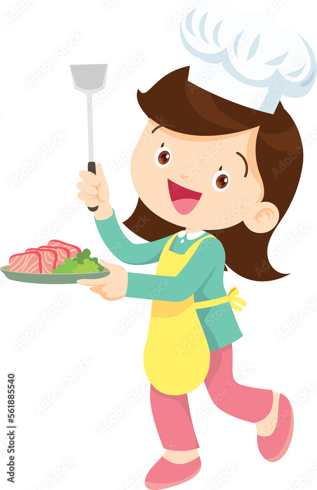 Cooking children girl Little kid making delicious food professional chef Cooking children girl Little kid making delicious food professional chef