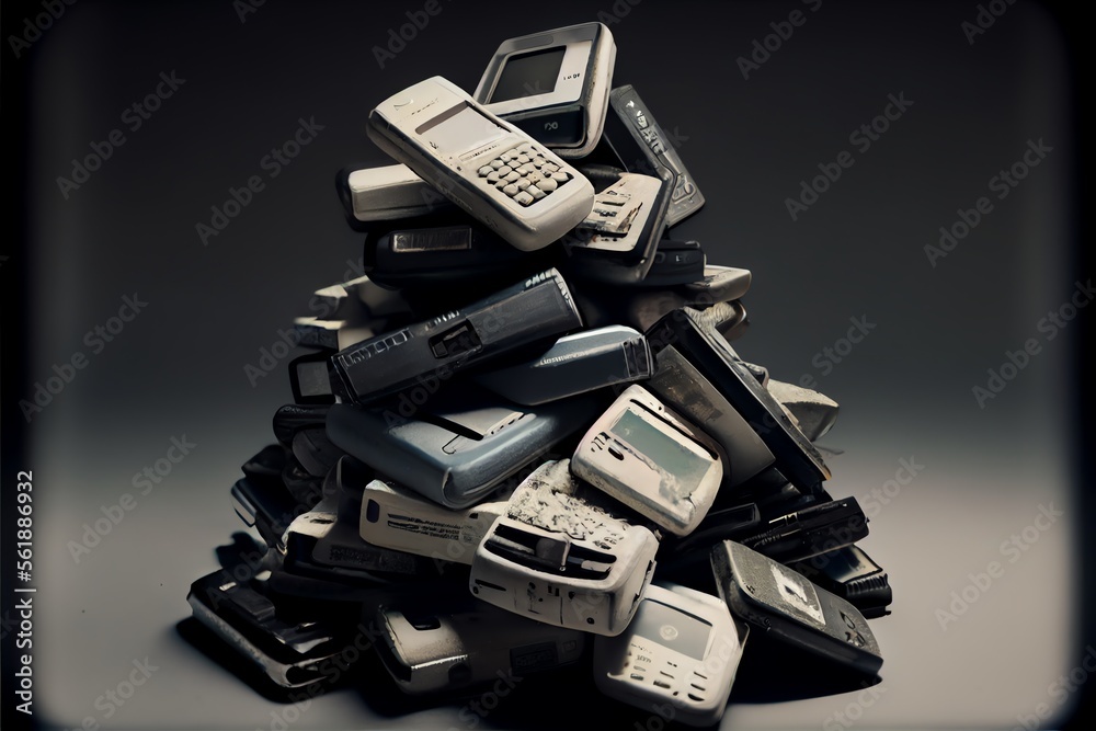 Heap of old mobile phones.. Generative AI Heap of old mobile phones.. Generative AI