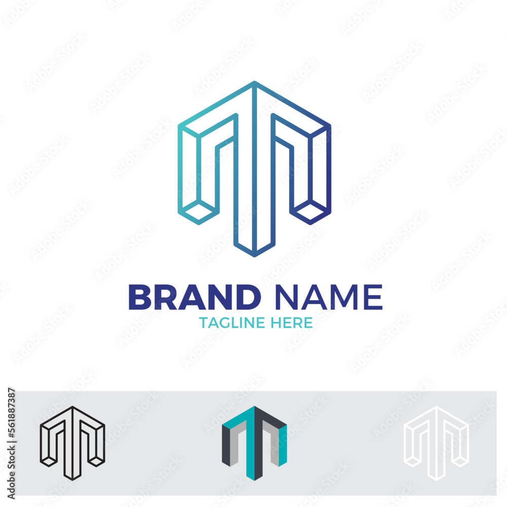 Fototapeta premium Letter M or T logo template design with arrow up shape for architecture or finance company. 