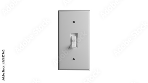 White light switch with one button in the off position isolated on transparent background. 3D render
 photo