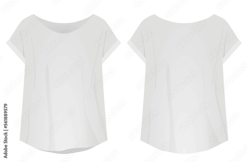 White women t shirt. front and back view. vector illustration Stock ...