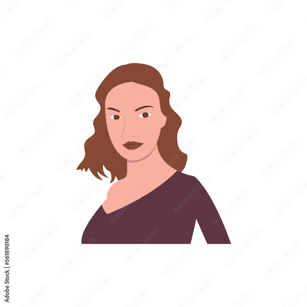 Profile image of female avatar for social networks with half circle. Fashion vector. Bright vector illustration in trendy style.