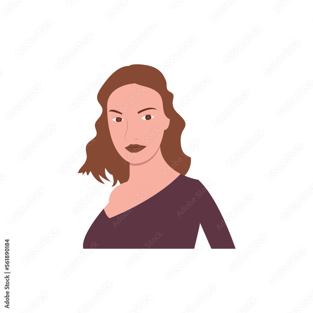 Profile image of female avatar for social networks with half circle. Fashion vector. Bright vector illustration in trendy style. Profile image of female avatar for social networks with half circle. Fashion vector. Bright vector illustration in trendy style.