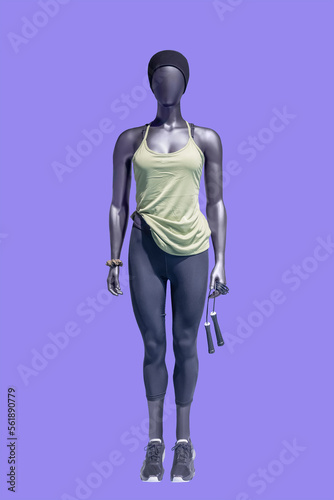 Female mannequin wearing sport athletics clothes