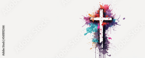 Confirmation Celebration Cross - Watercolour (Generative Art)