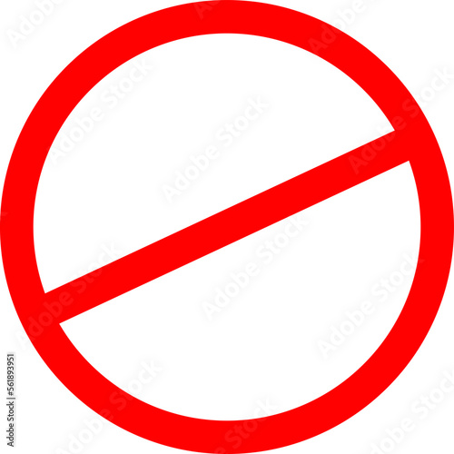 Sign forbidden. Icon symbol ban. Red circle sign stop entry ang slash line  isolated on transparent background. Mark prohibited. Stock Vector