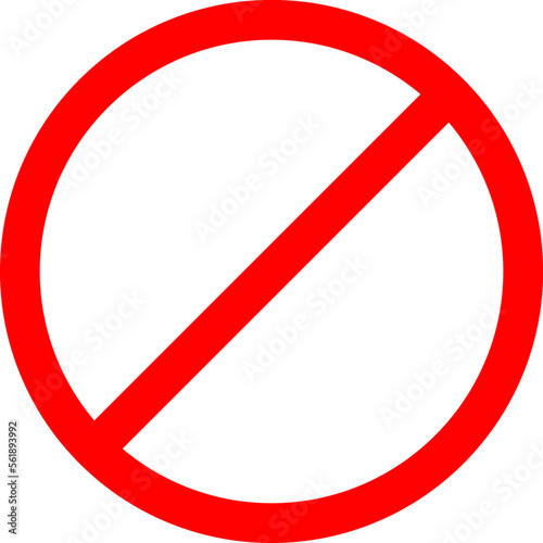 Sign forbidden. Icon symbol ban. Red circle sign stop entry ang slash line isolated on transparent background. Mark prohibited.