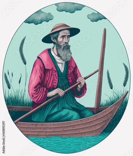 Fischer im Boot, Illustration