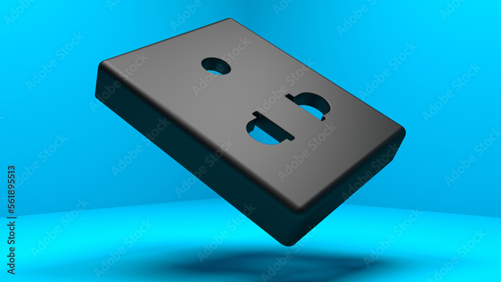 Plug Socket. Power point. Charging port. Isolated on blue background. 3d rendering. CAD design Plug Socket. Power point. Charging port. Isolated on blue background. 3d rendering. CAD design