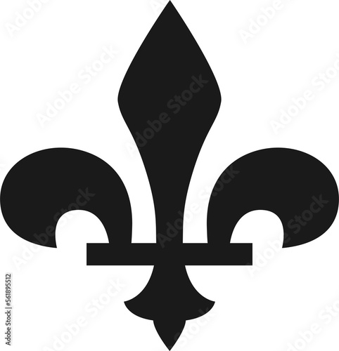 Black  icon illustration Fleur-de-lis symbol of French Bourbon Dynasty