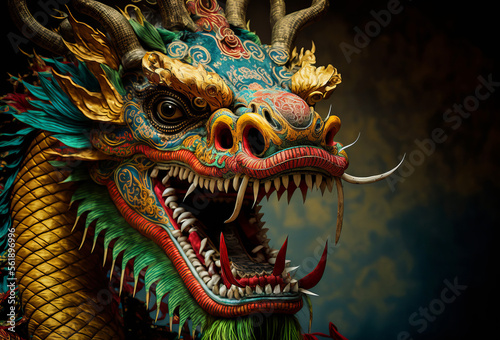 Traditional Chinese dragon. Chinese new year celebration. Generative ai