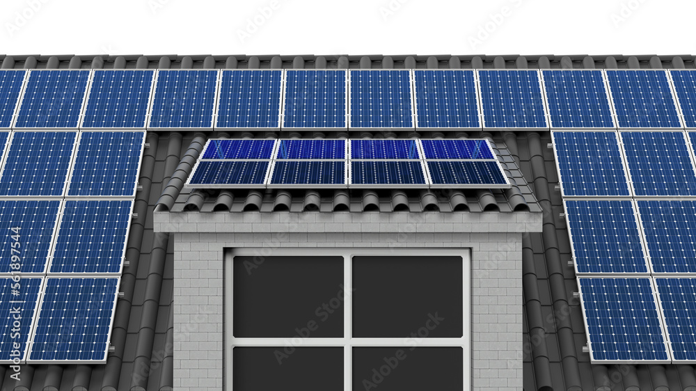 House roof with solar panel energy system House roof with solar panel energy system
