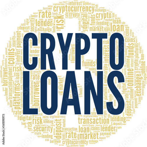 Crypto Loans word cloud conceptual design isolated on white background.