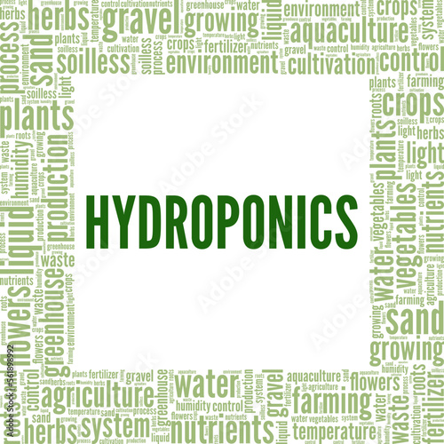 Hydroponics word cloud conceptual design isolated on white background.