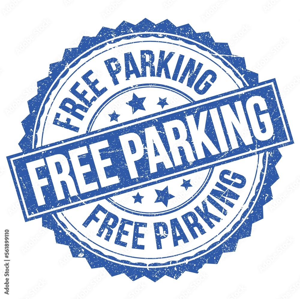 Obraz premium FREE PARKING text on blue round stamp sign