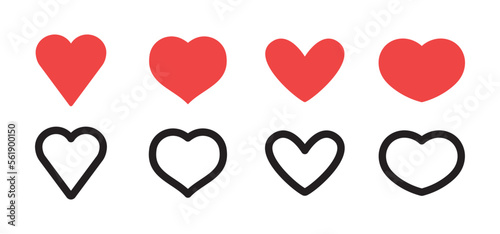 Hearts icon collection. Set of hearts. Linear and flat design, valentine's day love symbol.