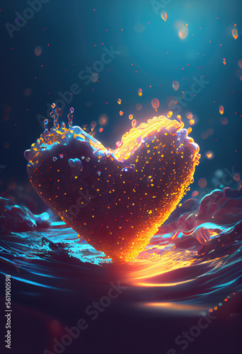Saint Valentin, fête des amoureux. Coeur Carte de voeux, cadeau pour couples. Generative AI.