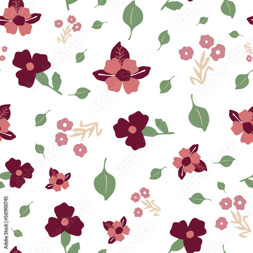 Leaves and flowers repeat pattern 