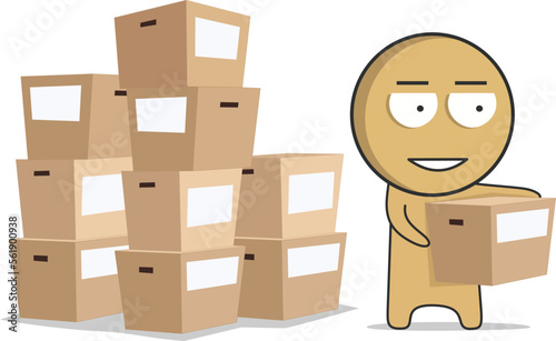 Loader with a box in his hands