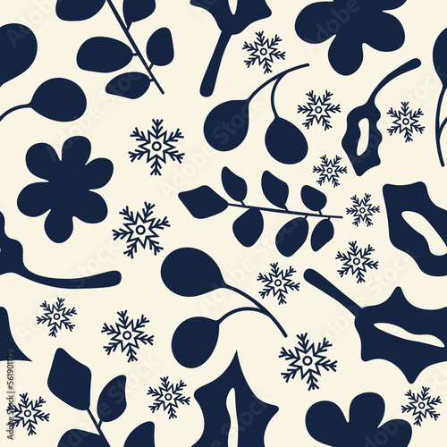 Elegant flower and leaf vector repeat pattern
