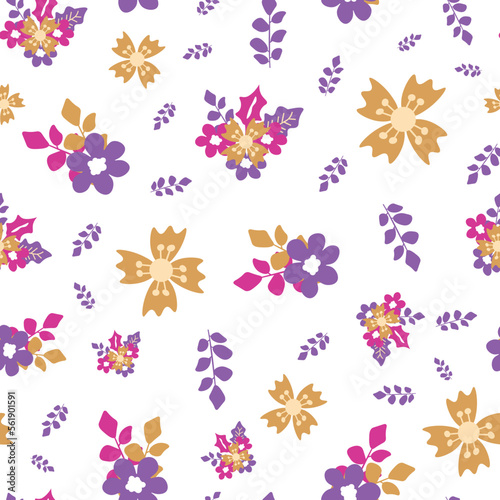 Bouquet seamless vector repeat pattern 
