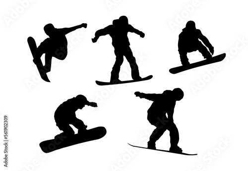 set of snowboarder silhouette