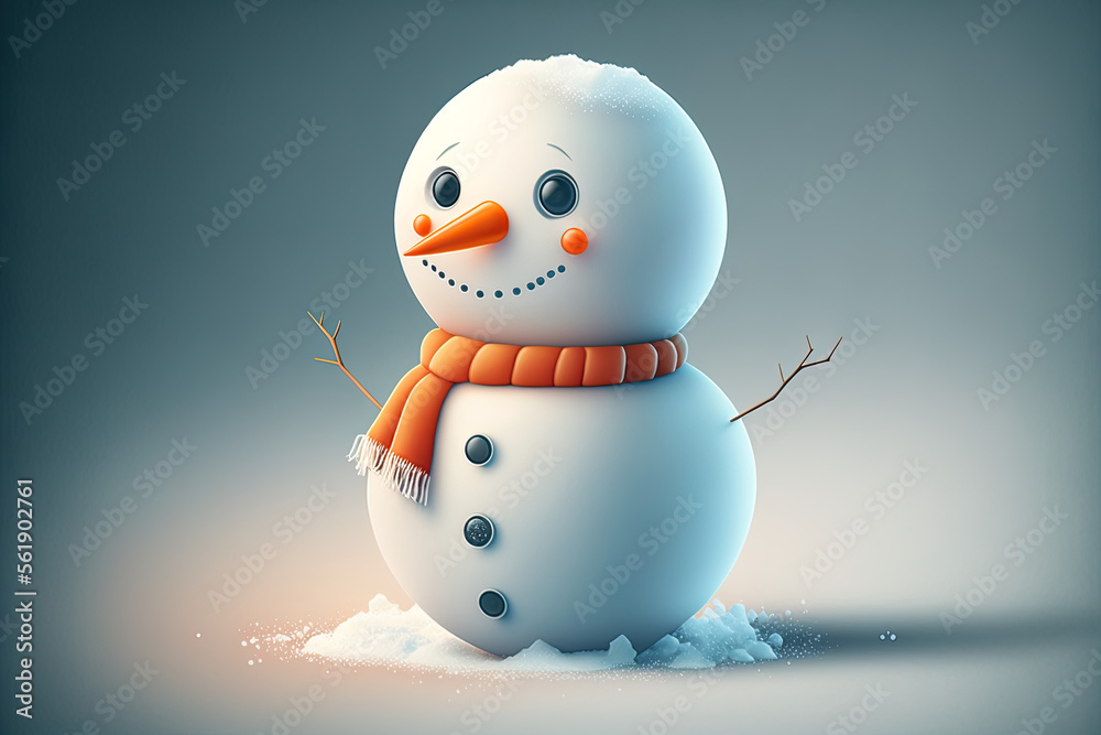 Obraz premium Schneemann mit Schal und Textfreiraum