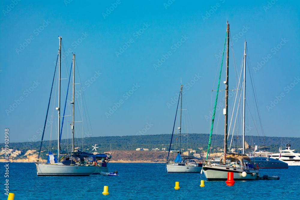 Moored boats at Cala Xinxell