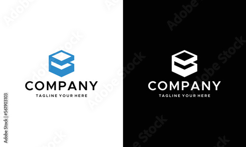 Geometric Square Letter B Business Company Vector Logo Design, on a black and white background.