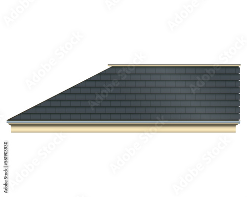 Tiling roof in realistic style. Architectural detail for building design. Colorful vector illustration isolated on white background.