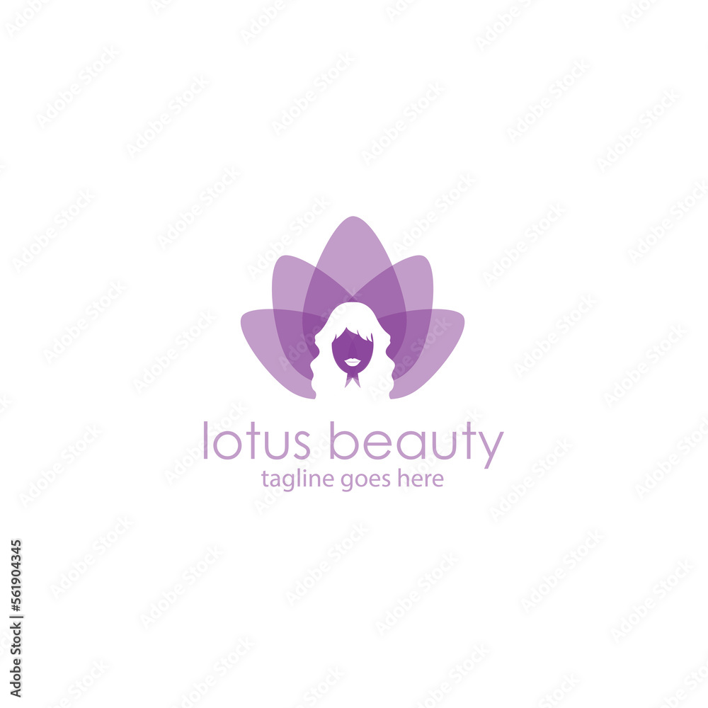 Lotus Beauty Logo Design Template with flower and woman icon, Perfect for business, company, app, technology, mobile, etc