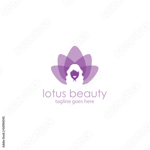 Lotus Beauty Logo Design Template with flower and woman icon, Perfect for business, company, app, technology, mobile, etc