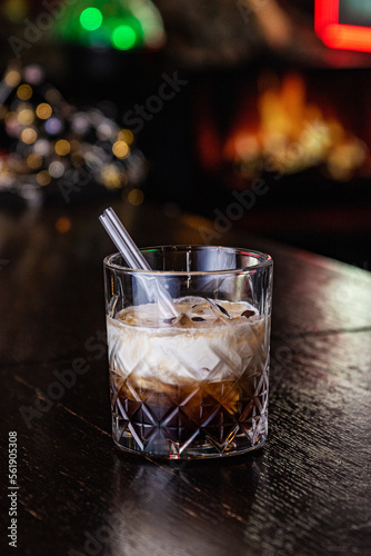 Alcoholic cocktail with ice. Bar