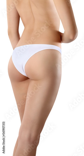 Foto female body buttocks close up, young slim woman in underwear , isolated on transparent background, body care concept, healthy diet and treatment against cellulite